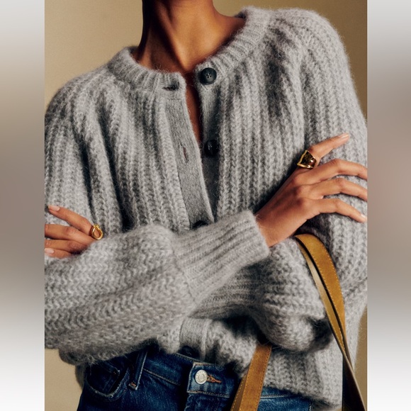 Sezane Emile Cardigan Mottled Grey Size M - Picture 2 of 7